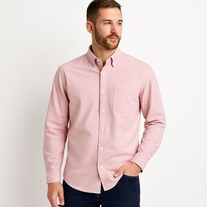 LL Bean Mens Oxford Shirt Wrinkle Resistant Red Long Sleeve Size 16 - 33 | L